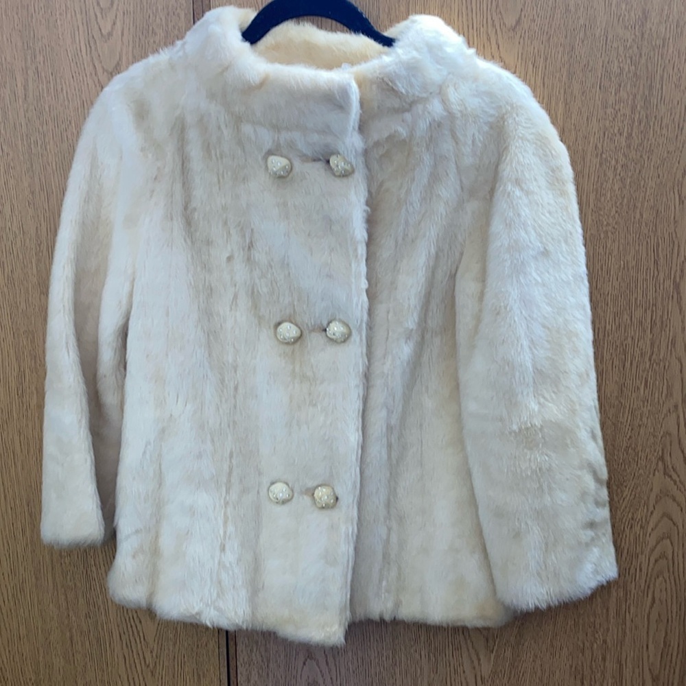 Elegant Cream Faux Fur Coat